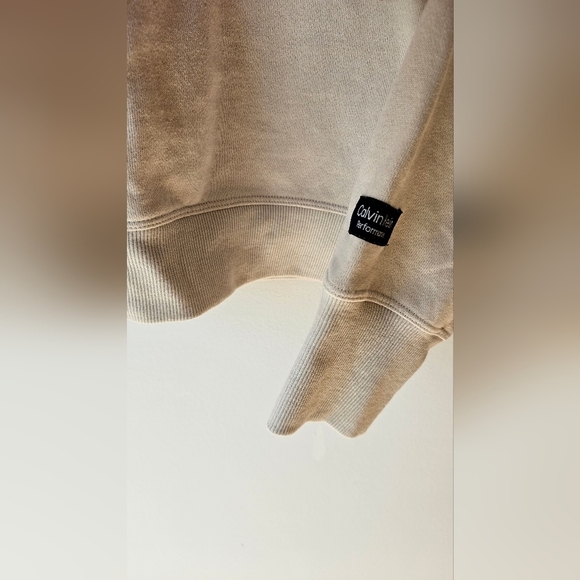 Calvin Klein Performance Hoodie Cropped Short Stone Ivory Cream Size L - Picture 12 of 12